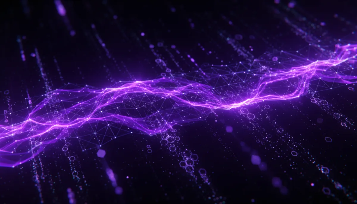 Abstract deep purple and electric violet neural network digital art for Florida content creators