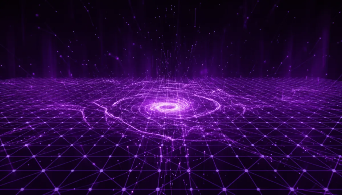 Abstract deep purple and electric violet digital technology flow — AI Creator Survival Playbook