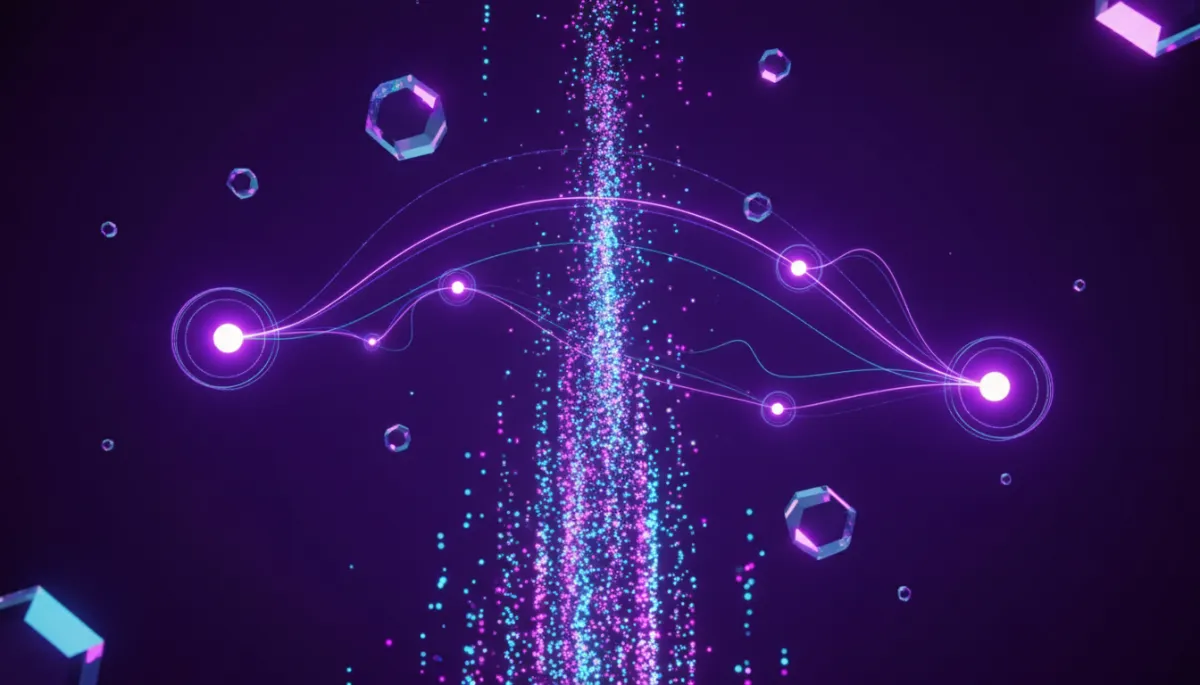 Abstract AI data flow visualization in deep purple and electric violet — representing the power of AI automation for Florida businesses
