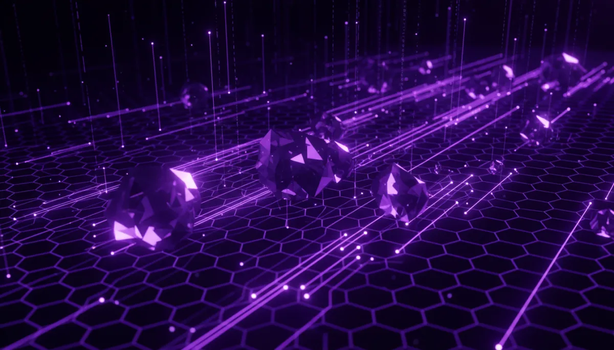 Abstract AI technology visualization in deep purple and electric violet indigo palette representing Florida business transformation
