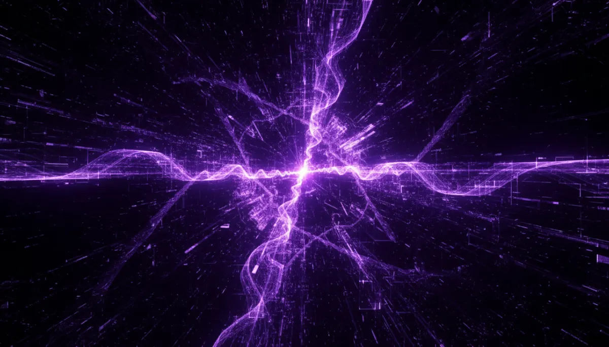 Abstract deep purple and electric violet AI digital art representing content creator transformation
