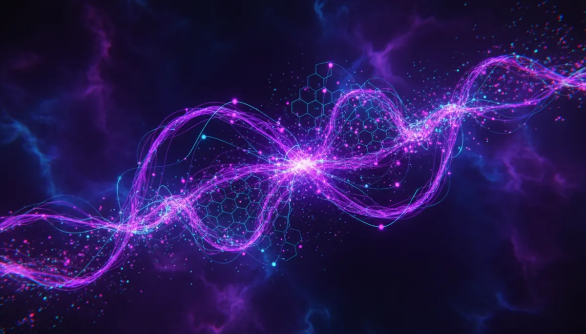 Abstract AI neural network with electric violet and deep purple energy streams — AI for local Florida business