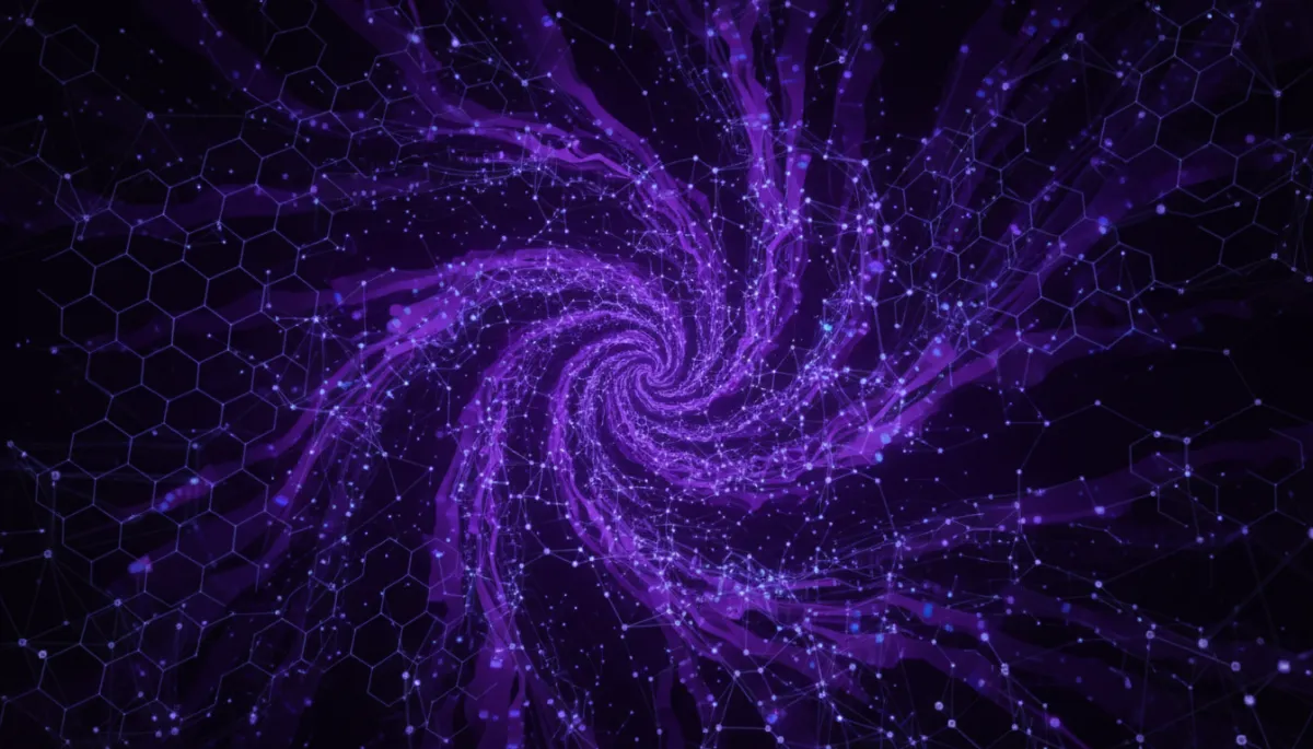 Abstract digital technology visualization in deep purple and electric violet — AI Employers Newsletter