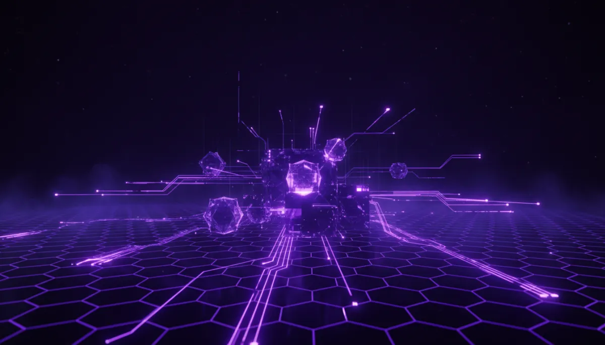 Abstract AI digital technology visualization in deep purple and electric violet — AI Employers Newsletter