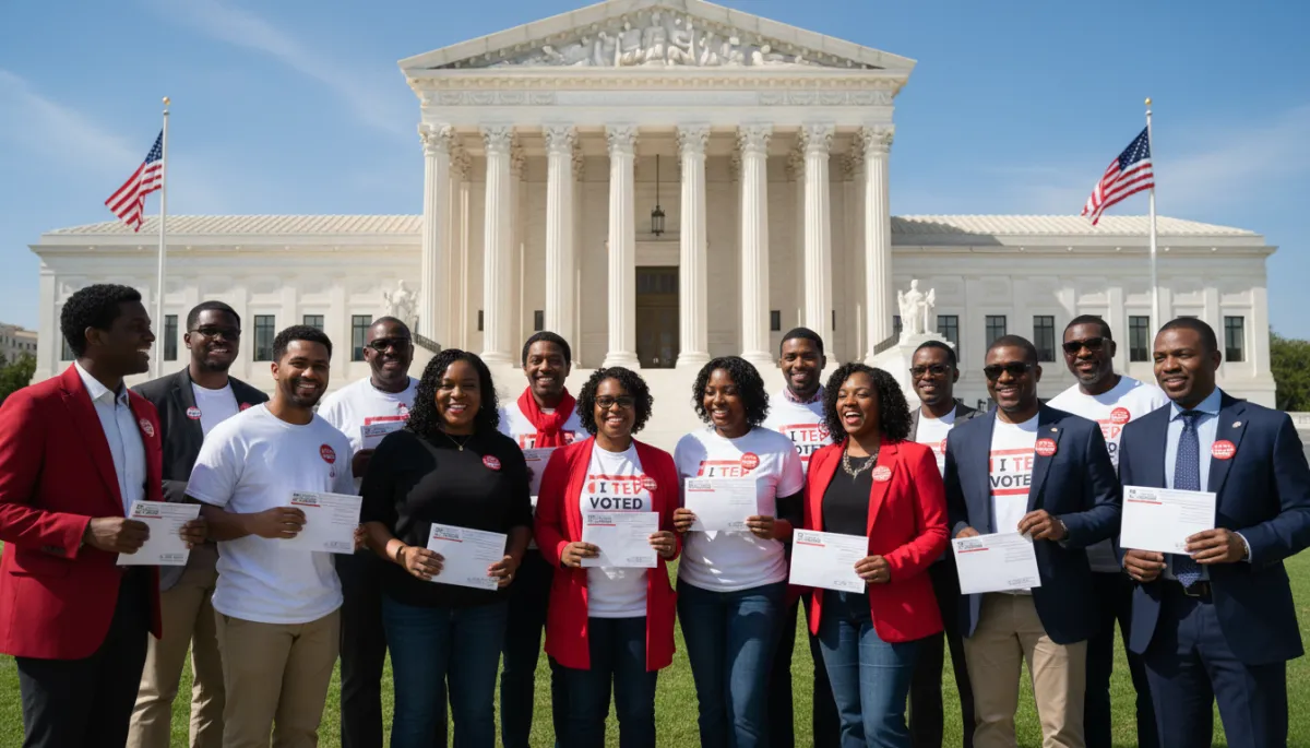Voters with mail-in ballots outside the U.S. Supreme Court