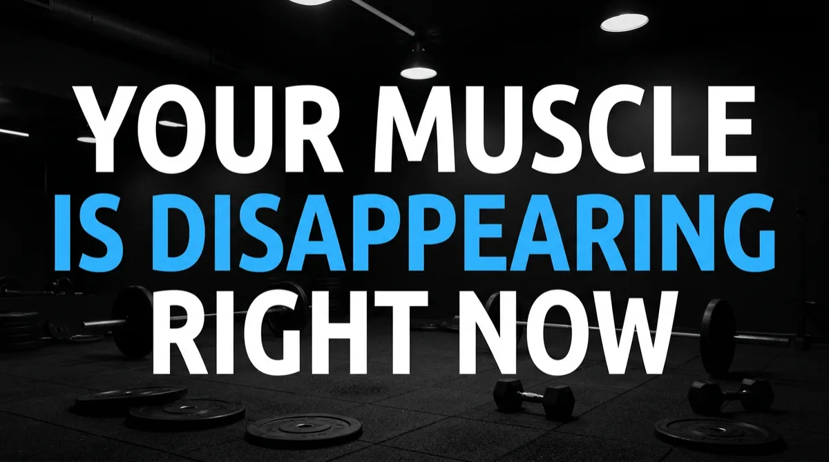 Bold headline over dark gym background: YOUR MUSCLE IS DISAPPEARING RIGHT NOW