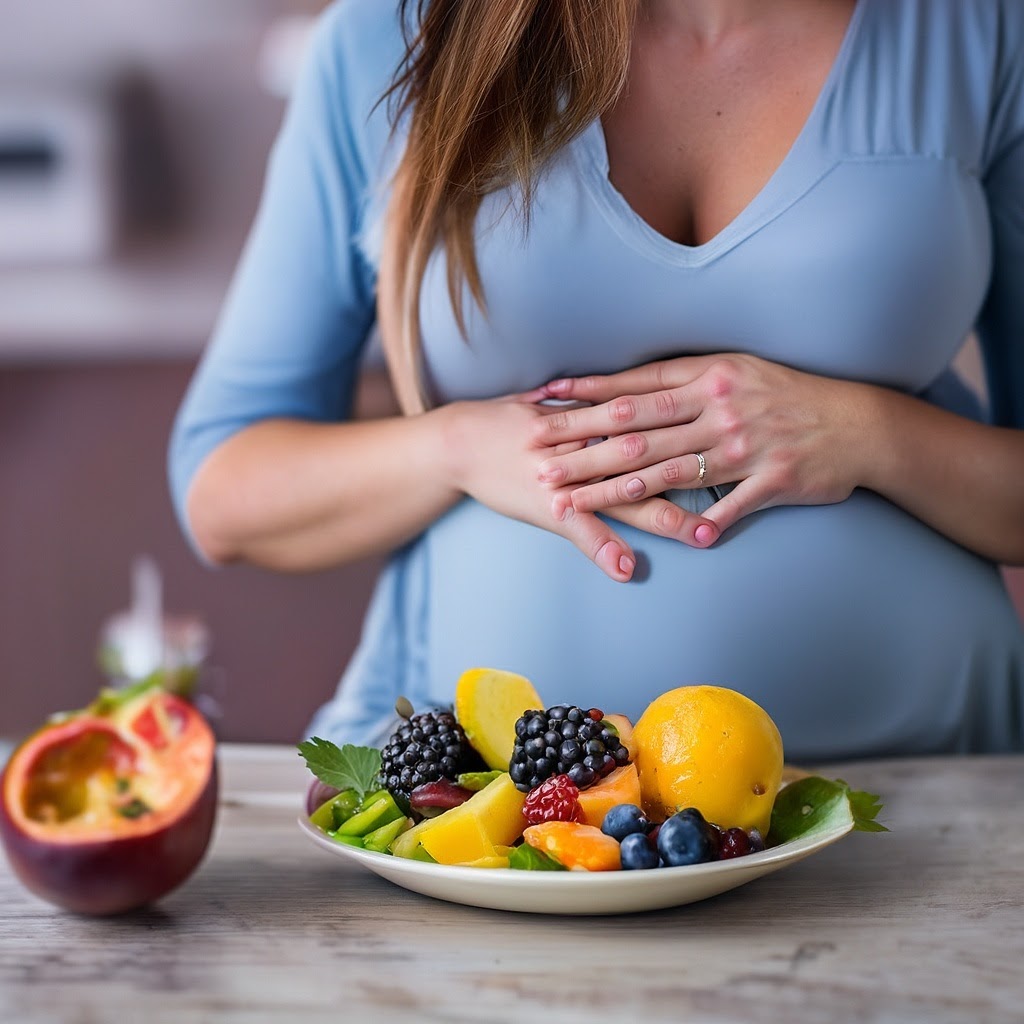 una donna incinta in cucina sta seguendo un programma dieta in gravidanza