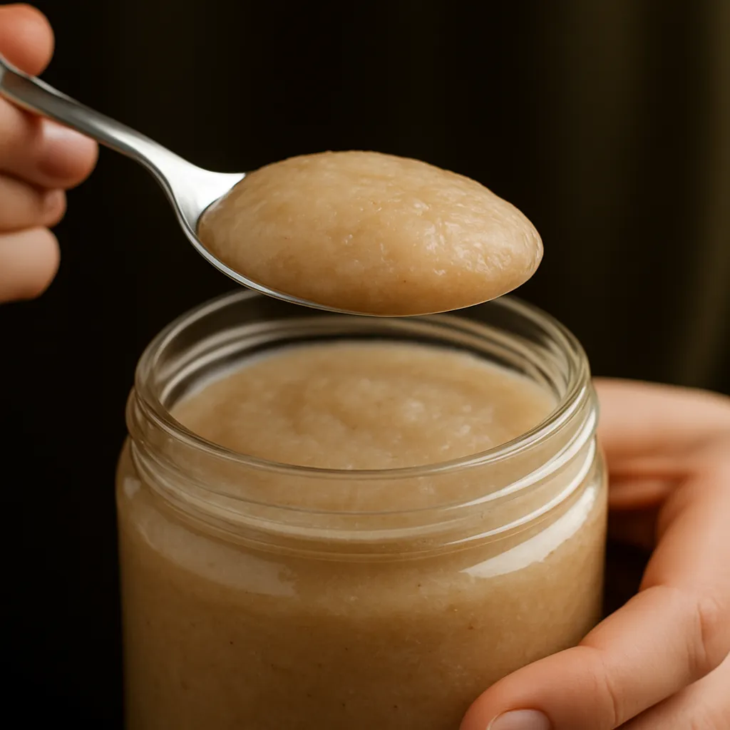 organic St Lucian golden sea moss gel on a spoon