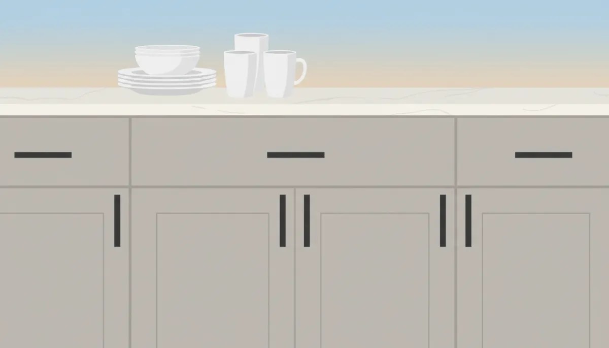 Timeless shaker cabinets with neutral finishes and modern hardware