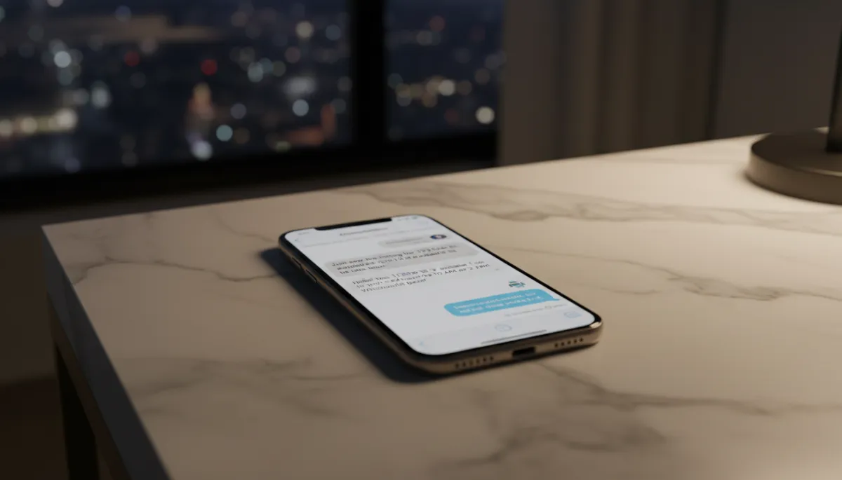 Smartphone showing instant AI response to a property inquiry