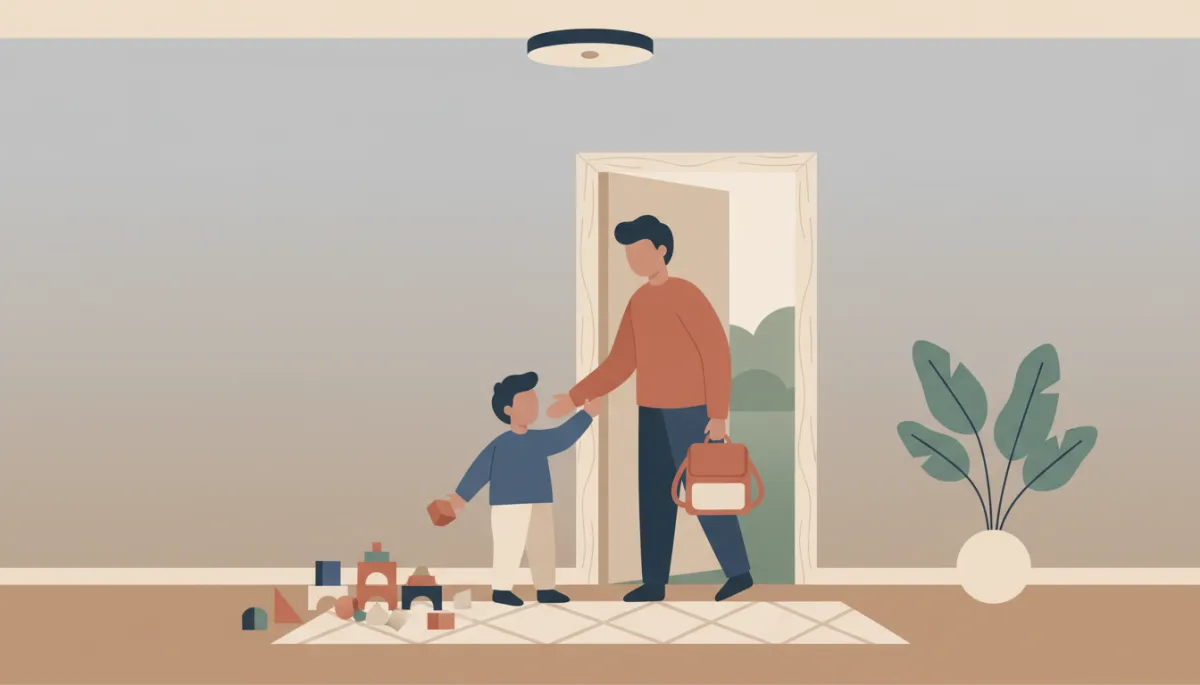 Parent helping a child transition calmly from playtime to leaving the house