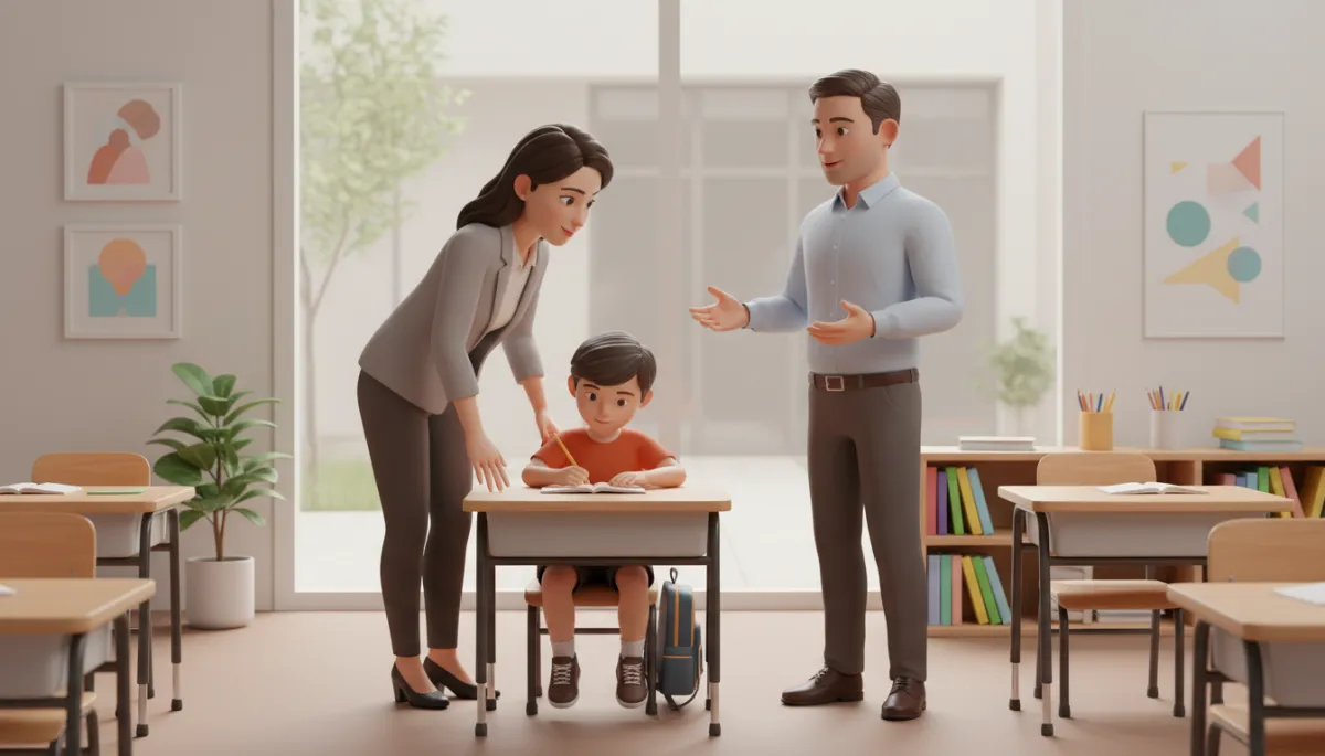 Occupational therapist observing a child’s school participation alongside a teacher