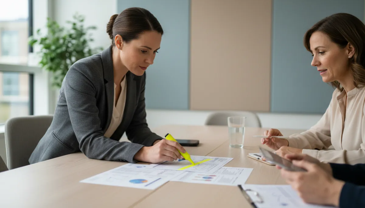 Occupational therapist and parent reviewing an independent educational evaluation report together Occupational therapist and parent reviewing an independent educational evaluation report together