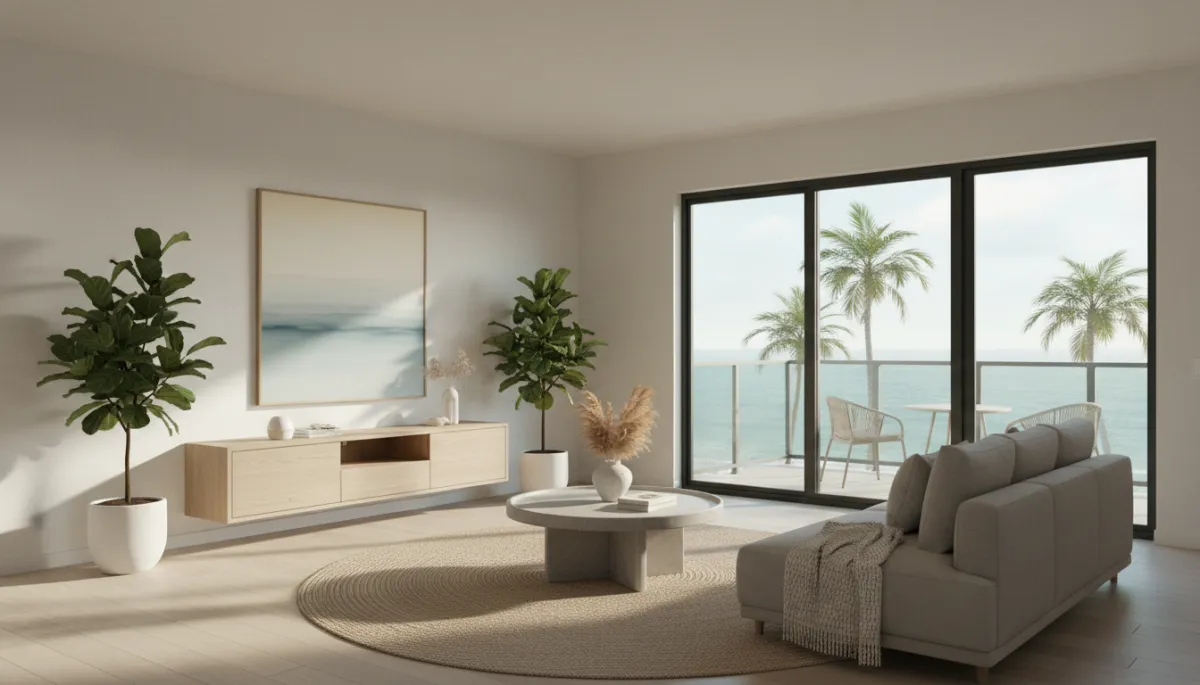 Updated Imperial Beach condo living room with neutral decor