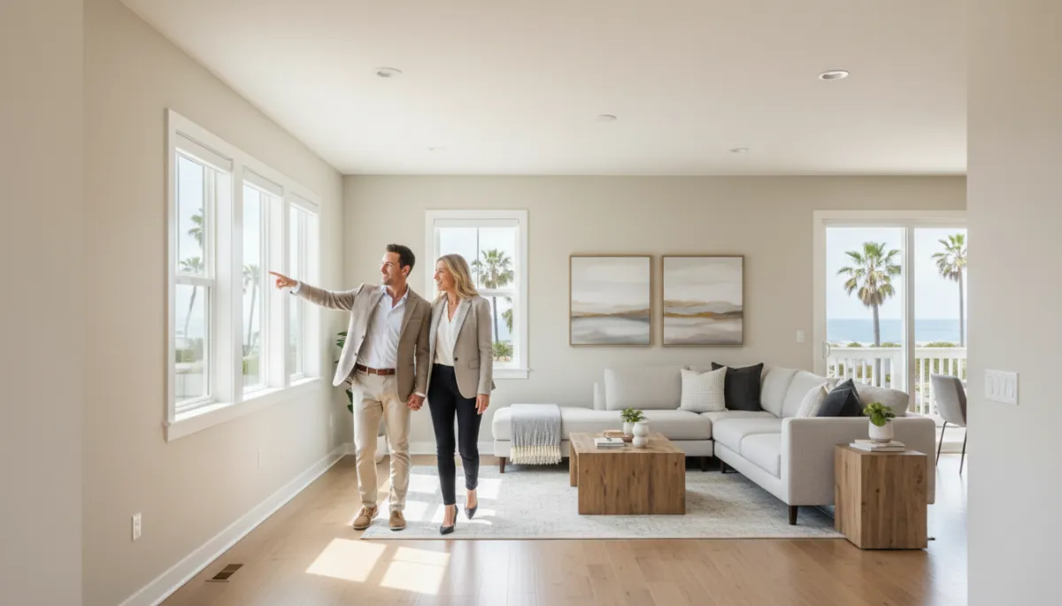 Buyers touring an Imperial Beach townhome with their real estate agent