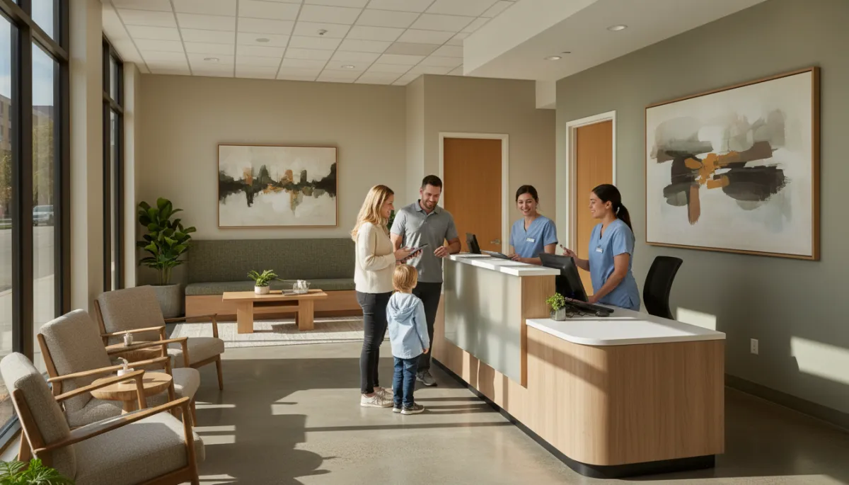 Greer family checking in at a local urgent care center