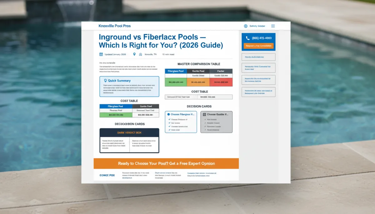 Inground vs Fiberglass Pools: 2026 Knoxville Guide