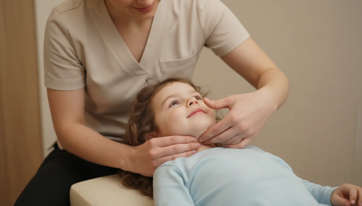 Child receiving a gentle chiropractic check from a female chiropractor