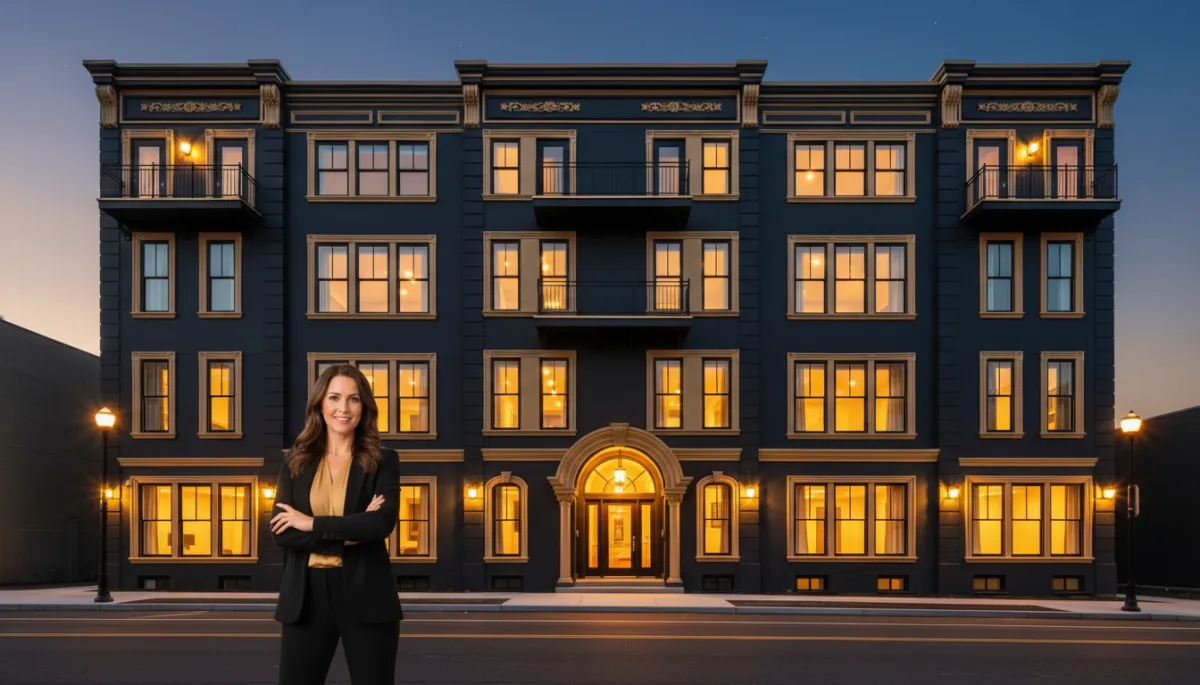Real estate investor standing in front of a renovated multifamily rental
