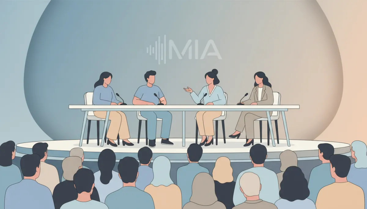 Panel of independent music professionals speaking at an association event Panel of independent music professionals speaking at an association event