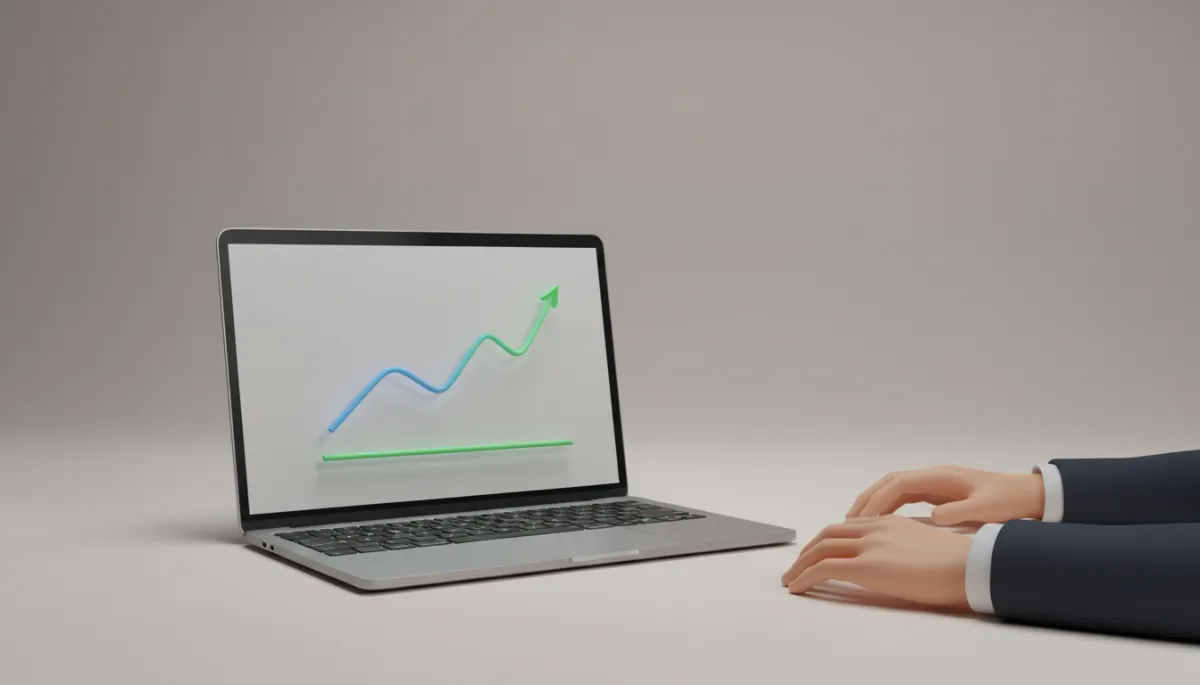how to close a sale — upward revenue graph on founder's laptop showing steady growth