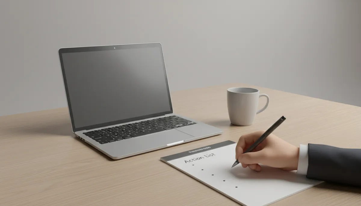 how to close a sale — founder writing a simple closing action plan on paper