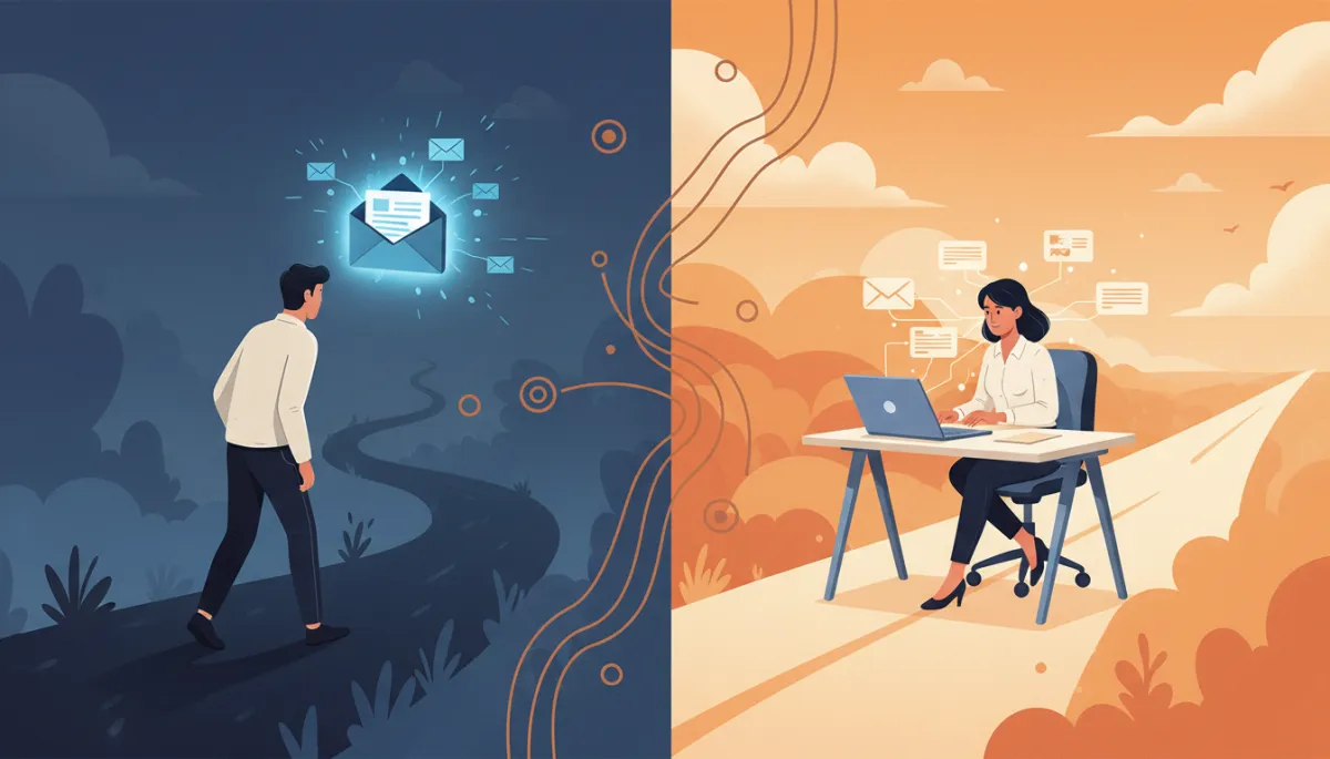 how to follow up in sales — comparison of founder who follows up and one who walks away