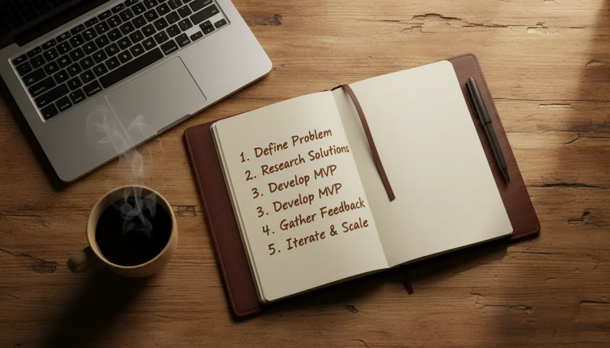 how to pitch to investors and clients — notebook with five-part outline