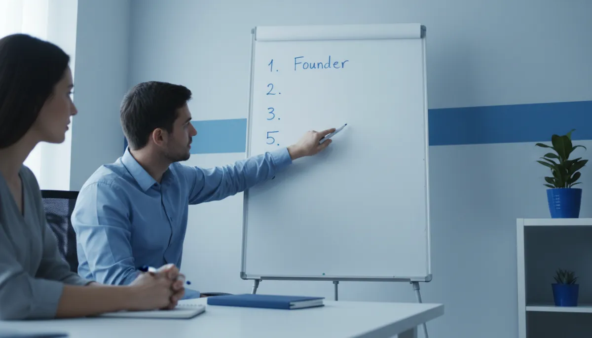 how to build a startup that sells — five-step founder sales process on whiteboard