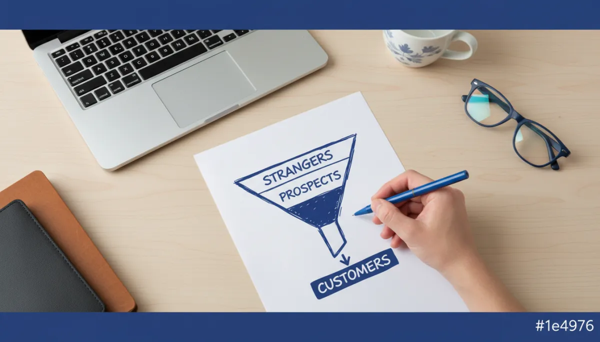 how to build a startup that sells — simple sales funnel sketched on paper