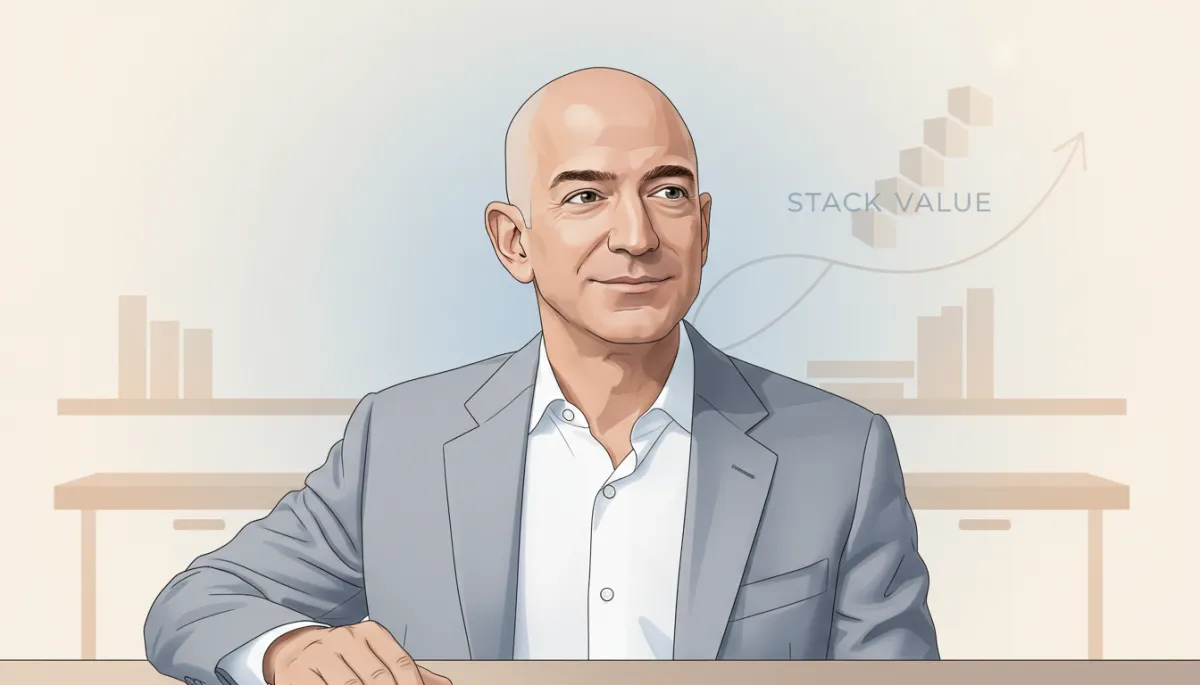 Jeff Bezos portrait with a quote about value and customer focus