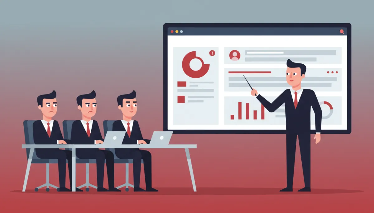 Founder giving a live demo to skeptical executives