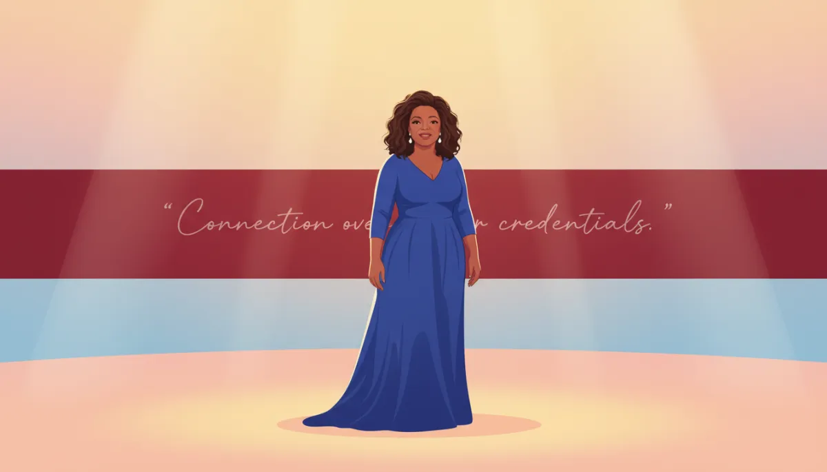 Oprah Winfrey standing confidently on a studio stage