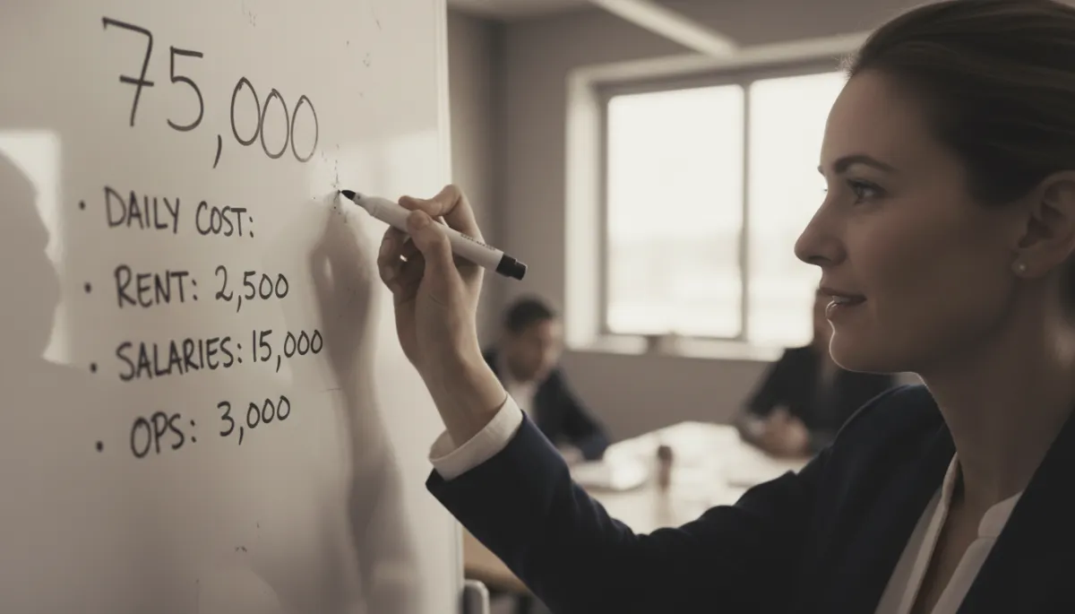 Founder breaking down price into daily cost on a whiteboard