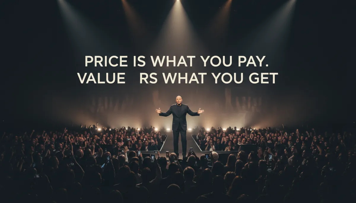 Tony Robbins speaking on stage about reframing price objections