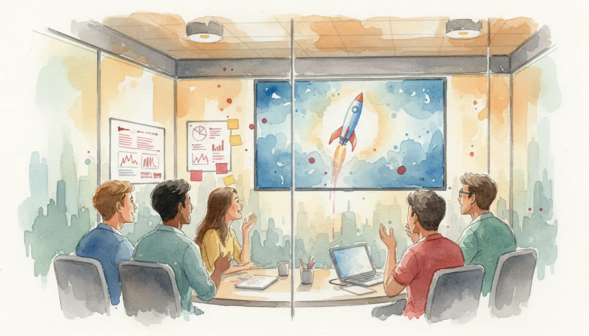 Startup founders studying a rocket landing as they rethink how to handle impossible objections