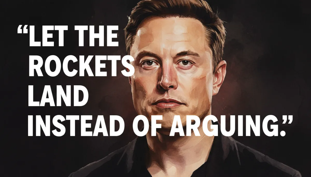 Elon Musk portrait with a quote about proving the impossible through action