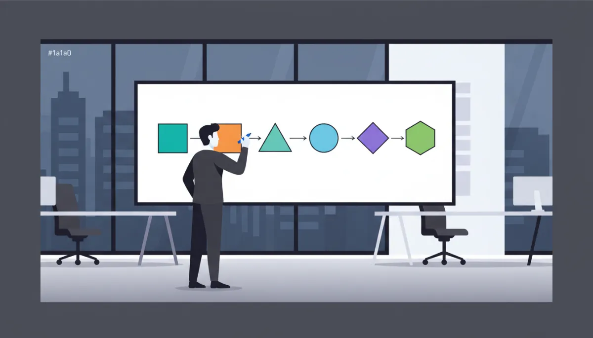 Founder mapping a sales system on a whiteboard