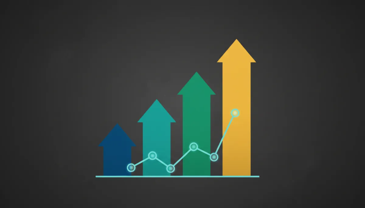 Ascending growth chart showing revenue increase