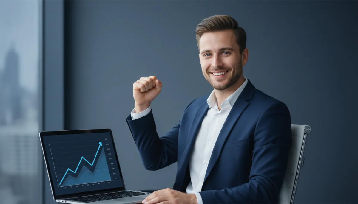 Founder celebrating sales growth after successful calls