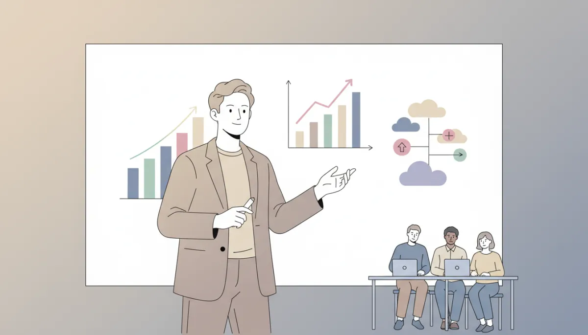 Founder presenting sales strategy at a whiteboard to their startup team