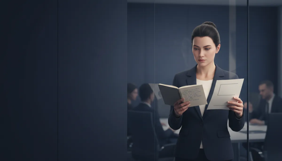 Founder reviewing pitch notes before a meeting