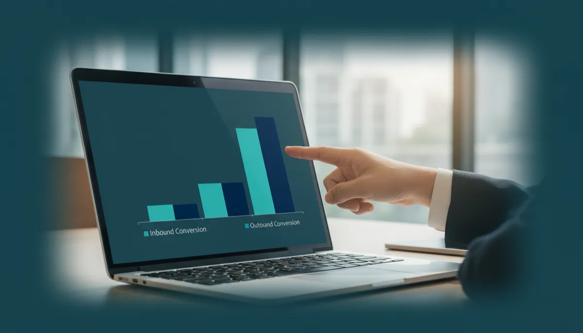 Graph comparing inbound and outbound conversion rates with higher inbound bar