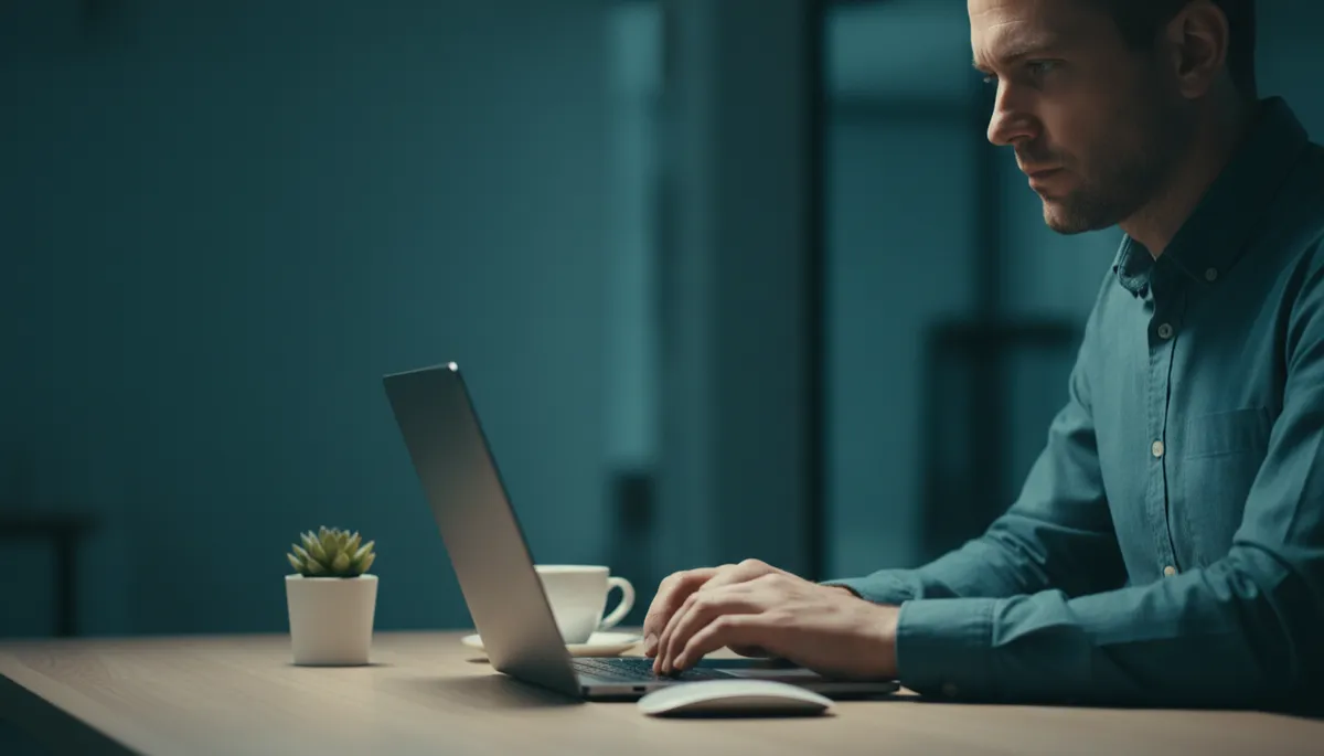 Founder typing a thoughtful warm email to potential clients