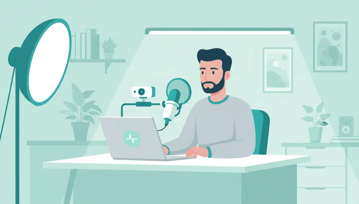 Founder recording content to fuel an organic client acquisition system