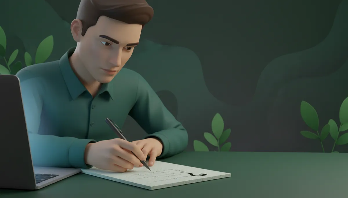 Founder writing down the close question before a call