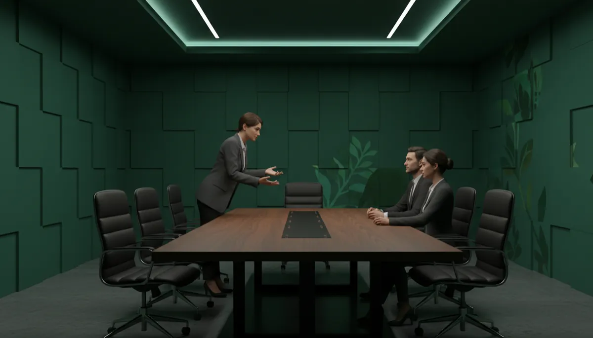 Young founder making a bold ask in a meeting
