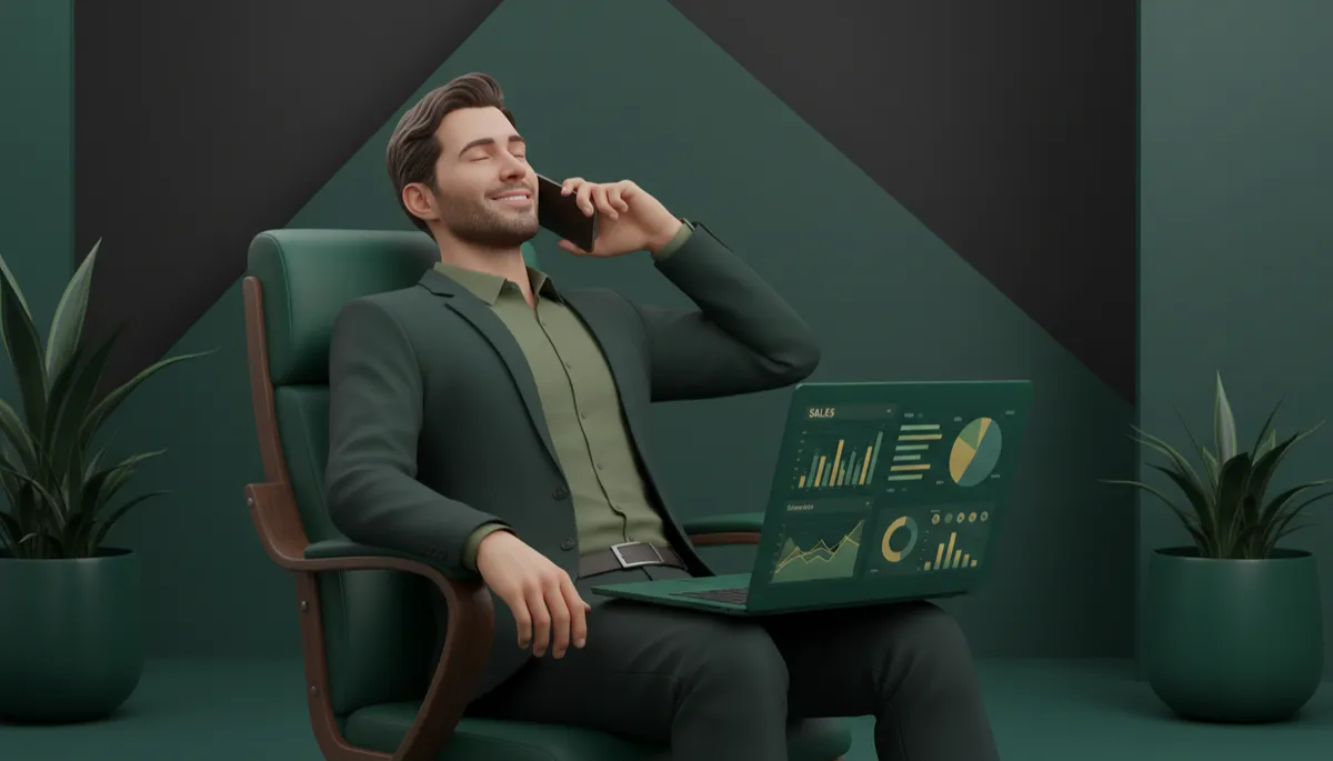 Founder smiling after a successful phone close