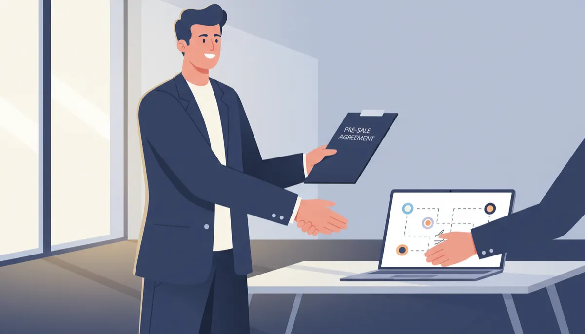 how to sell a startup idea before you have a product — startup founder receives first pre-sale commitment