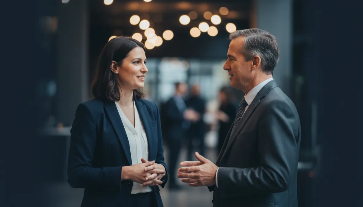 how to get clients as a first-time founder — first-time founder builds relationships at networking event